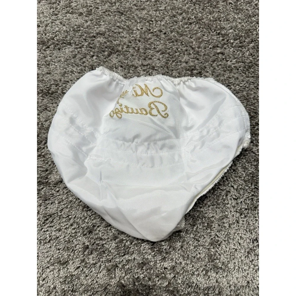 White Ruffled Lace Diaper Cover For Babies Embroidered 